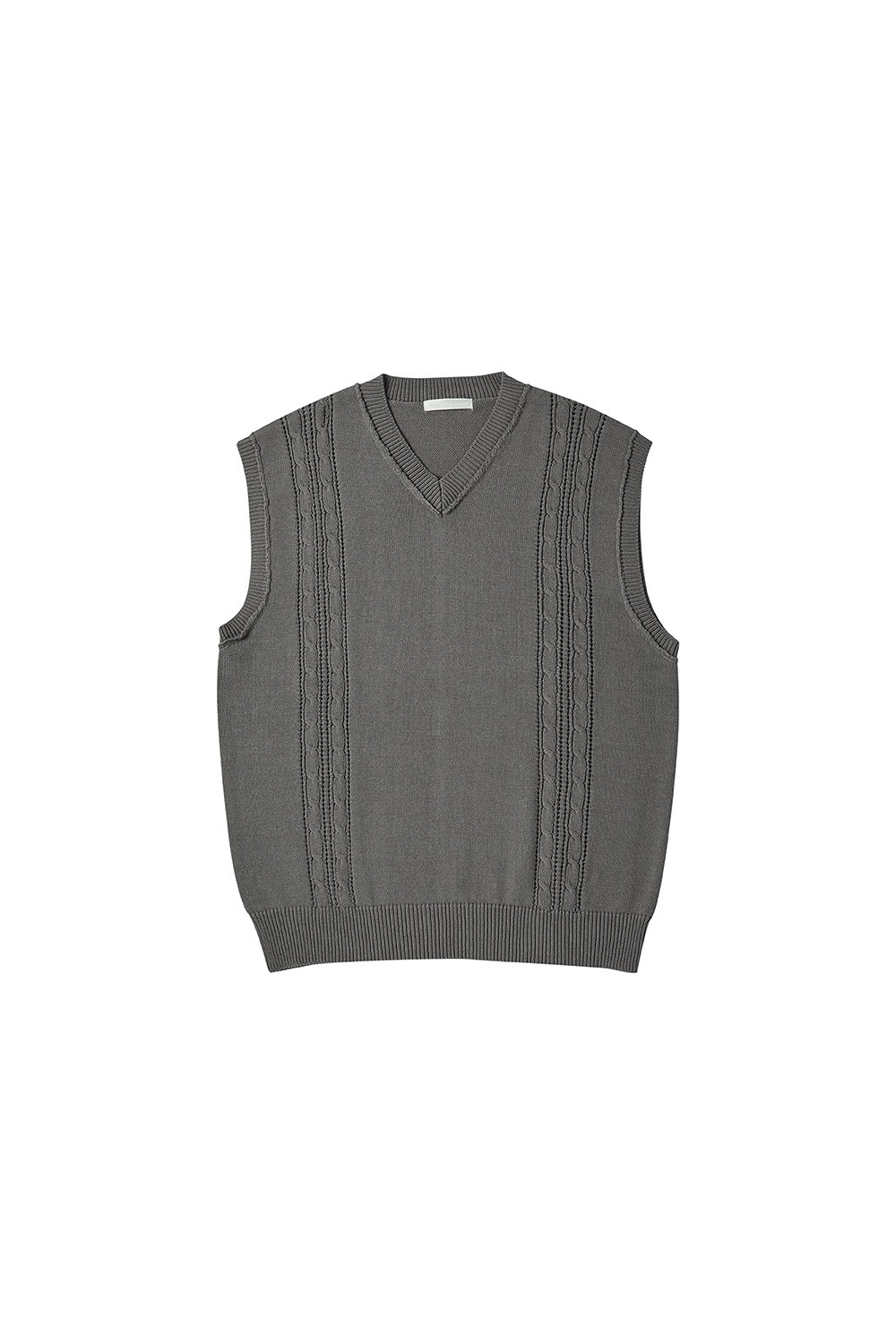 Reversed Seam Cable Vest_Charcoal Grey