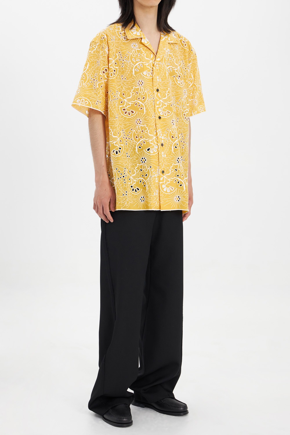 Cotton Embroidery S/S Shirt_Yellow