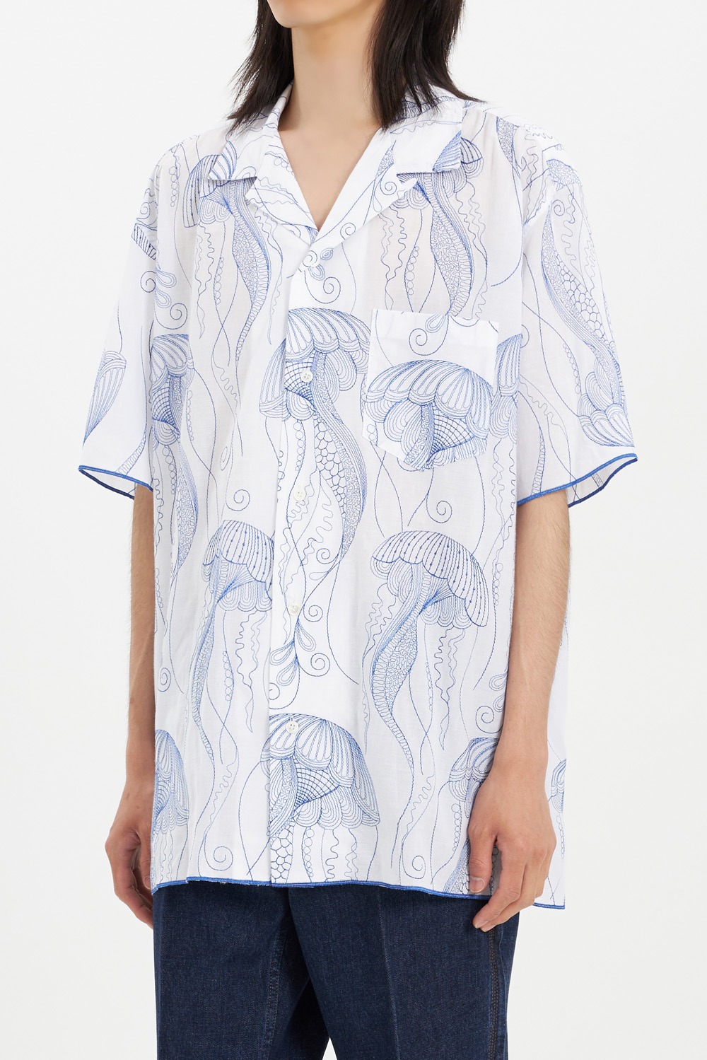 Cotton Embroidery S/S Shirt_White