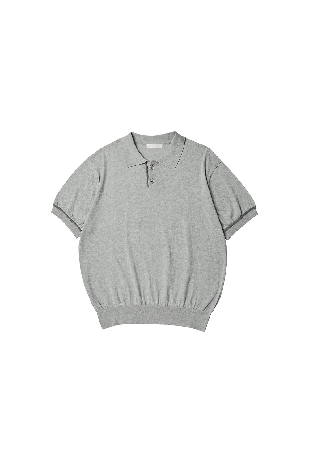 Knit Polo Half Shirt_Light Grey