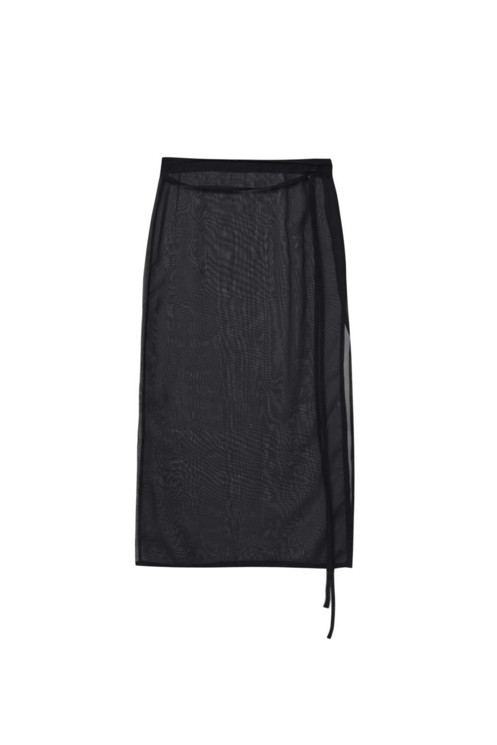 Sheer Layering Wrap Skirt_Black