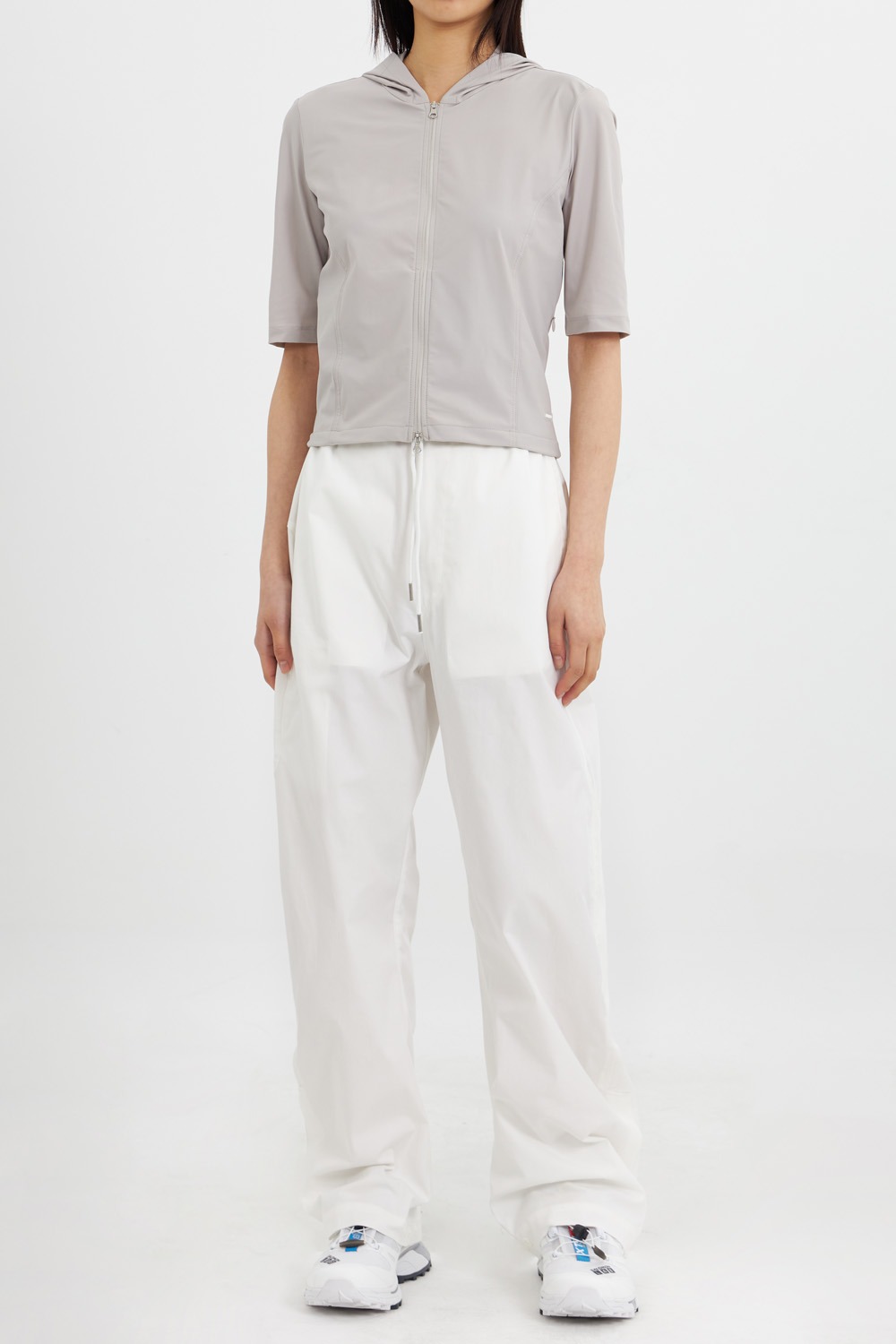 Nylon Elastic Cargo Pants (Women)_White
