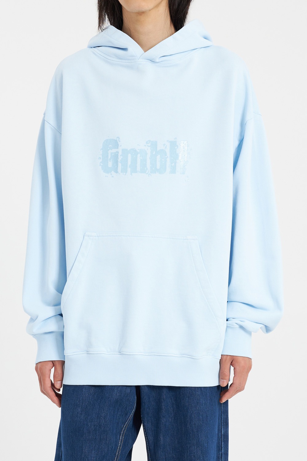Hoodie With Print_Light Blue