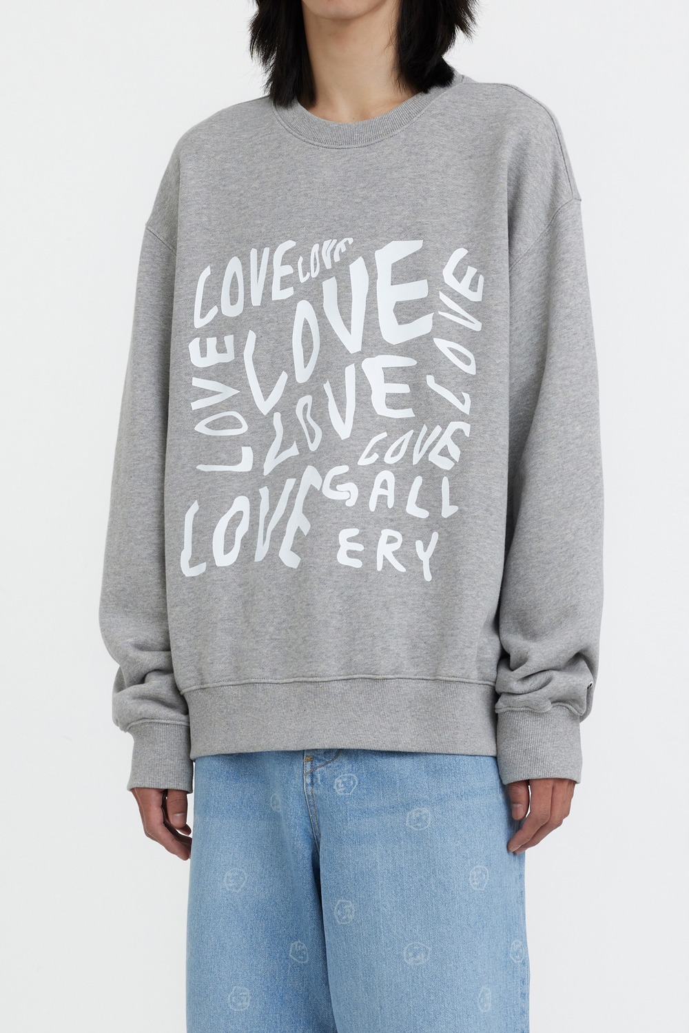 Love Graphic Long Sweatshirt - Grey