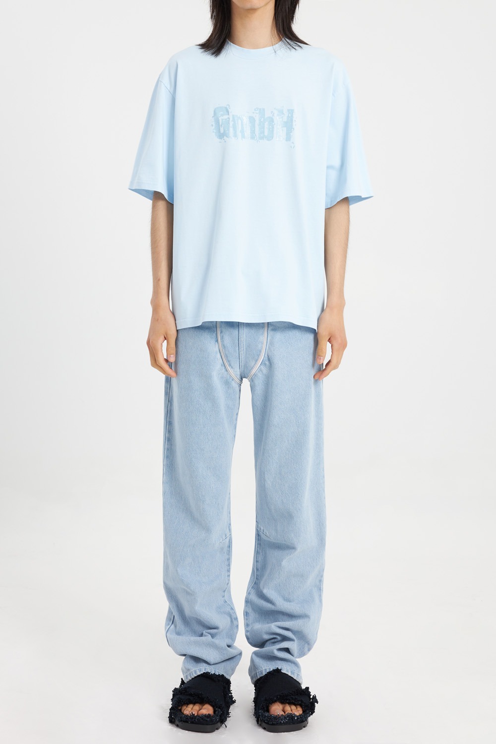 Denim Trousers With Double Zip_Light Blue
