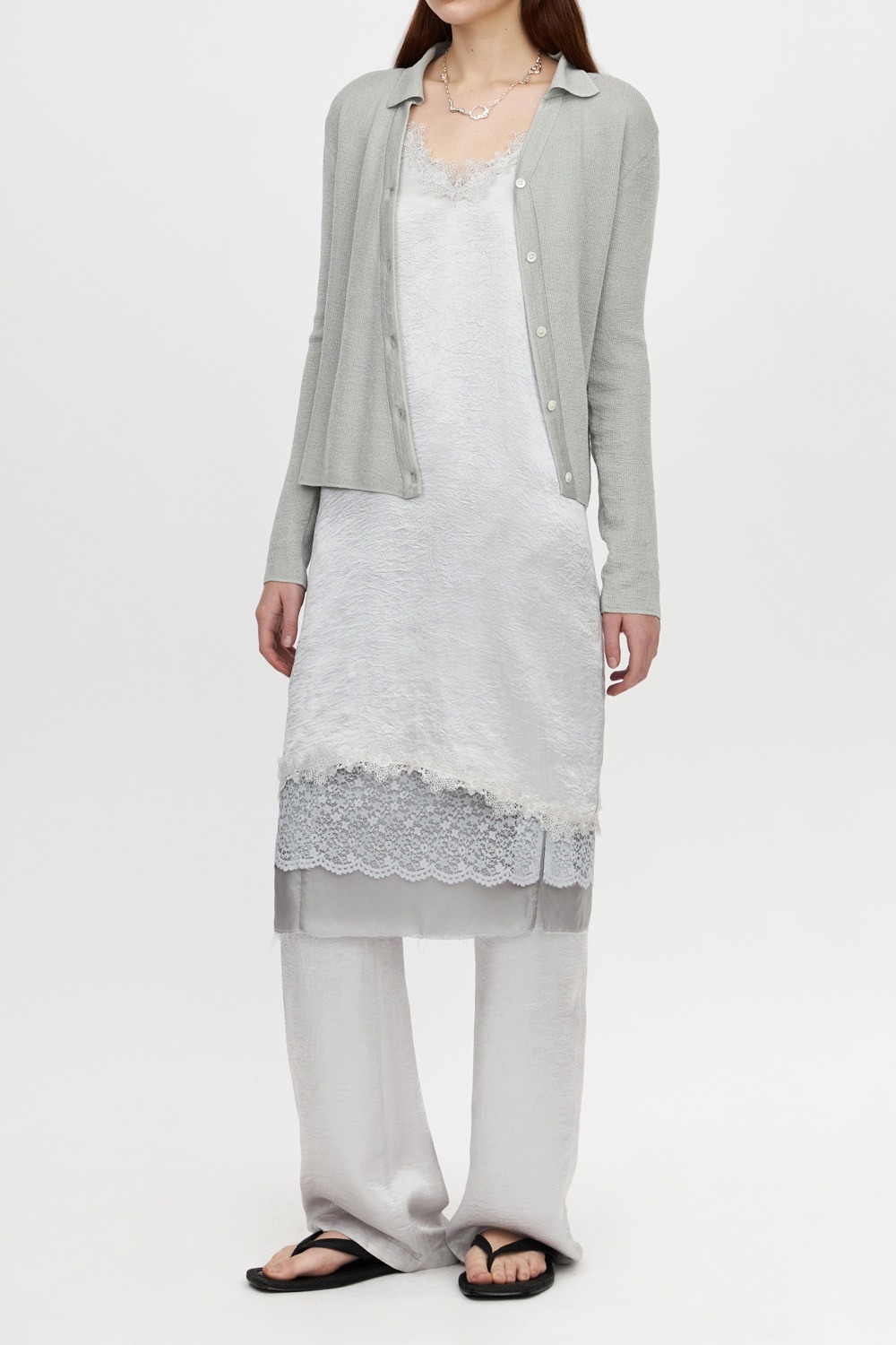 Asymmetric Knit Shirt_Light Grey