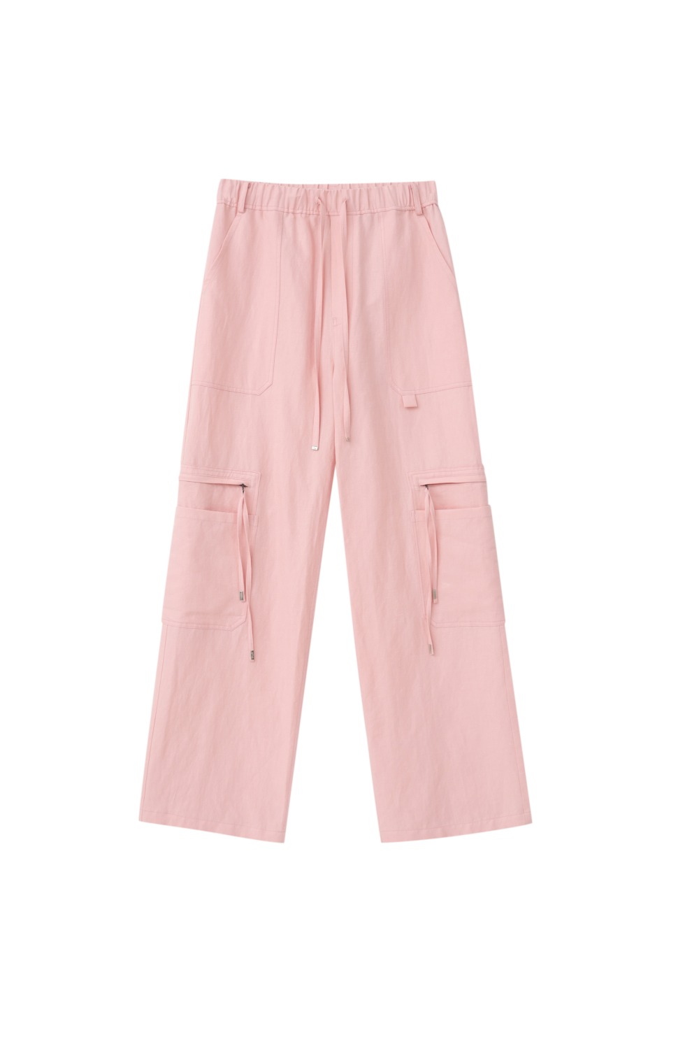 String Cargo Semi Wide Pants_Pink