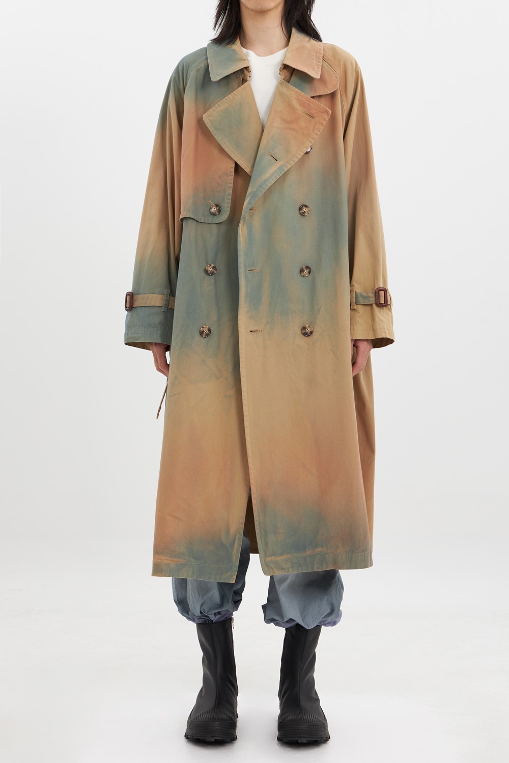 Spray Printed Trench Coat_Beige