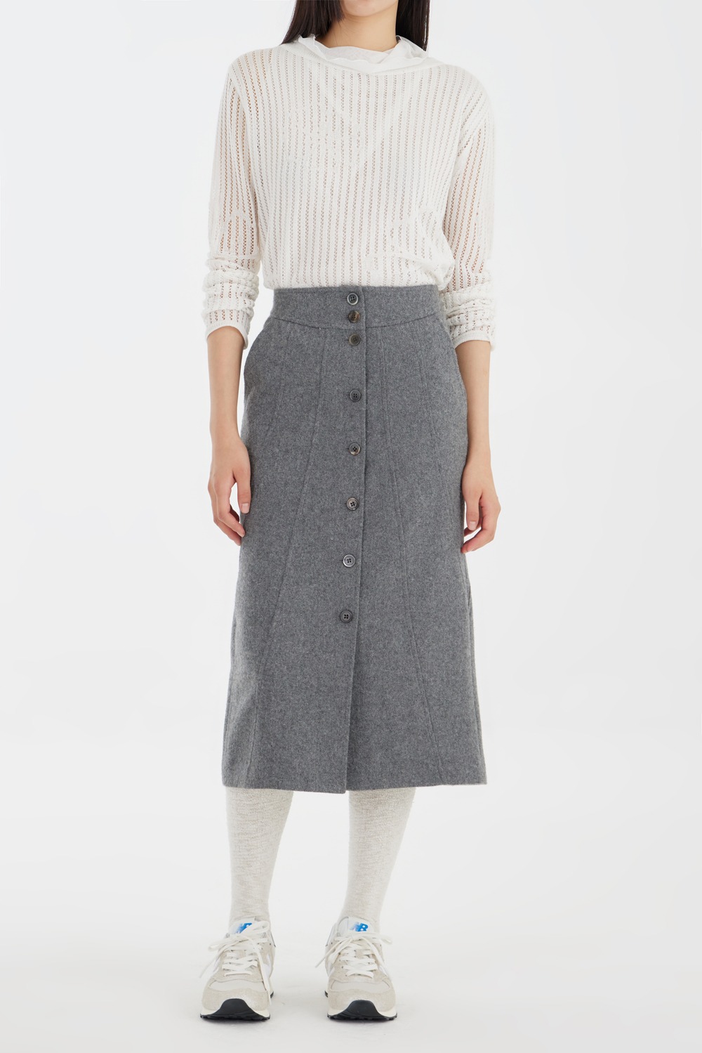 Symmetrical Wool Skirt - Grey