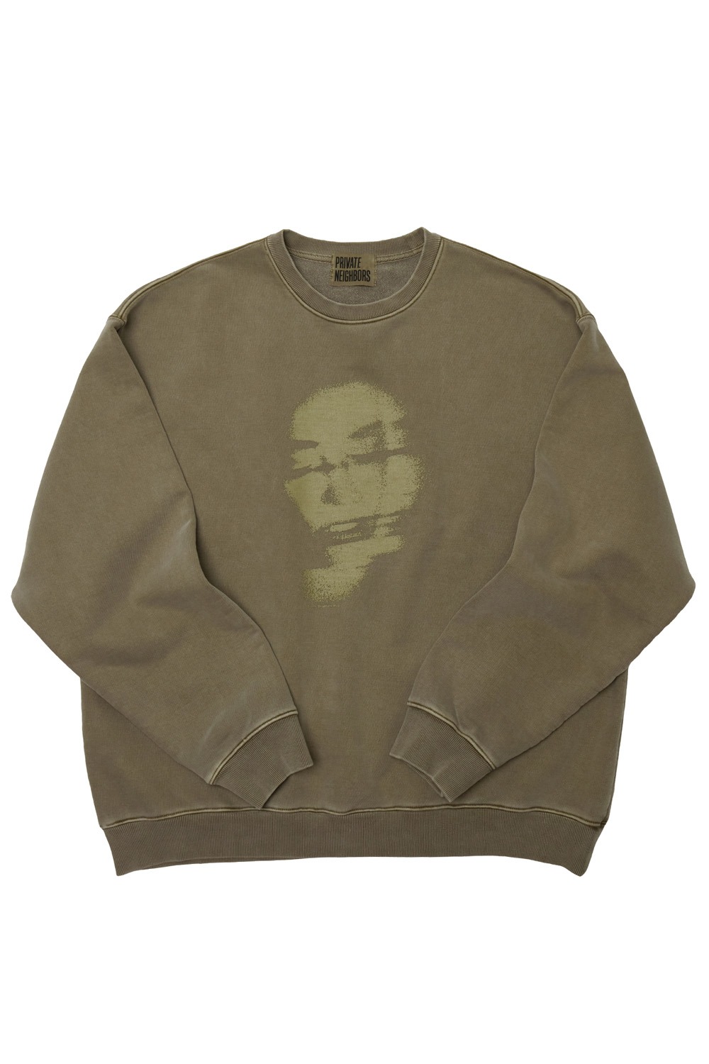 Faded Face Sweatshirt(Pigment Dyed) - Khaki