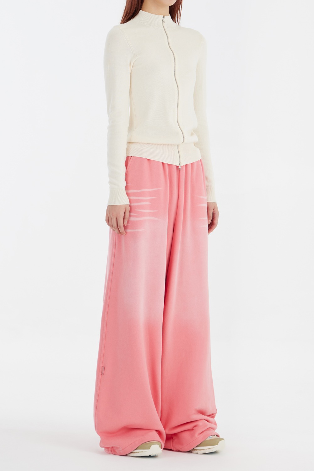 Washed Wide Sweatpants - Pink