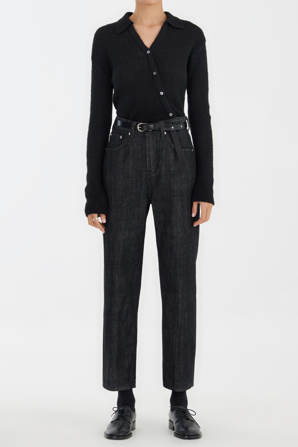 Asymmetric Knit Shirt - Black