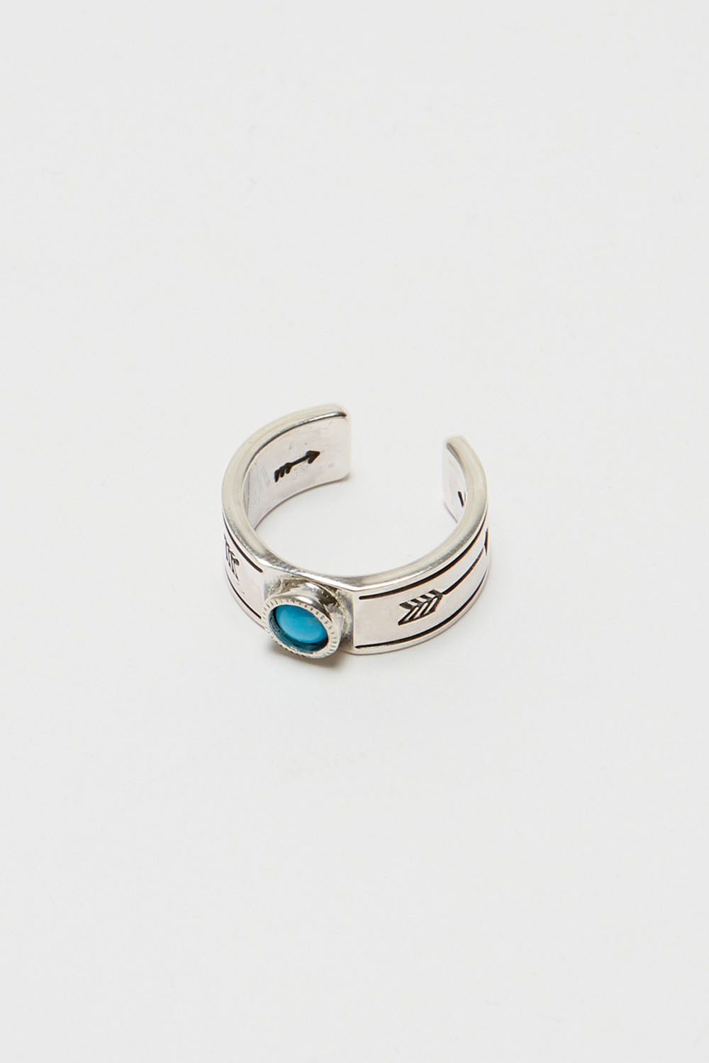 900 Silver Turquoise Stamp Ring (W-320b)_Silver