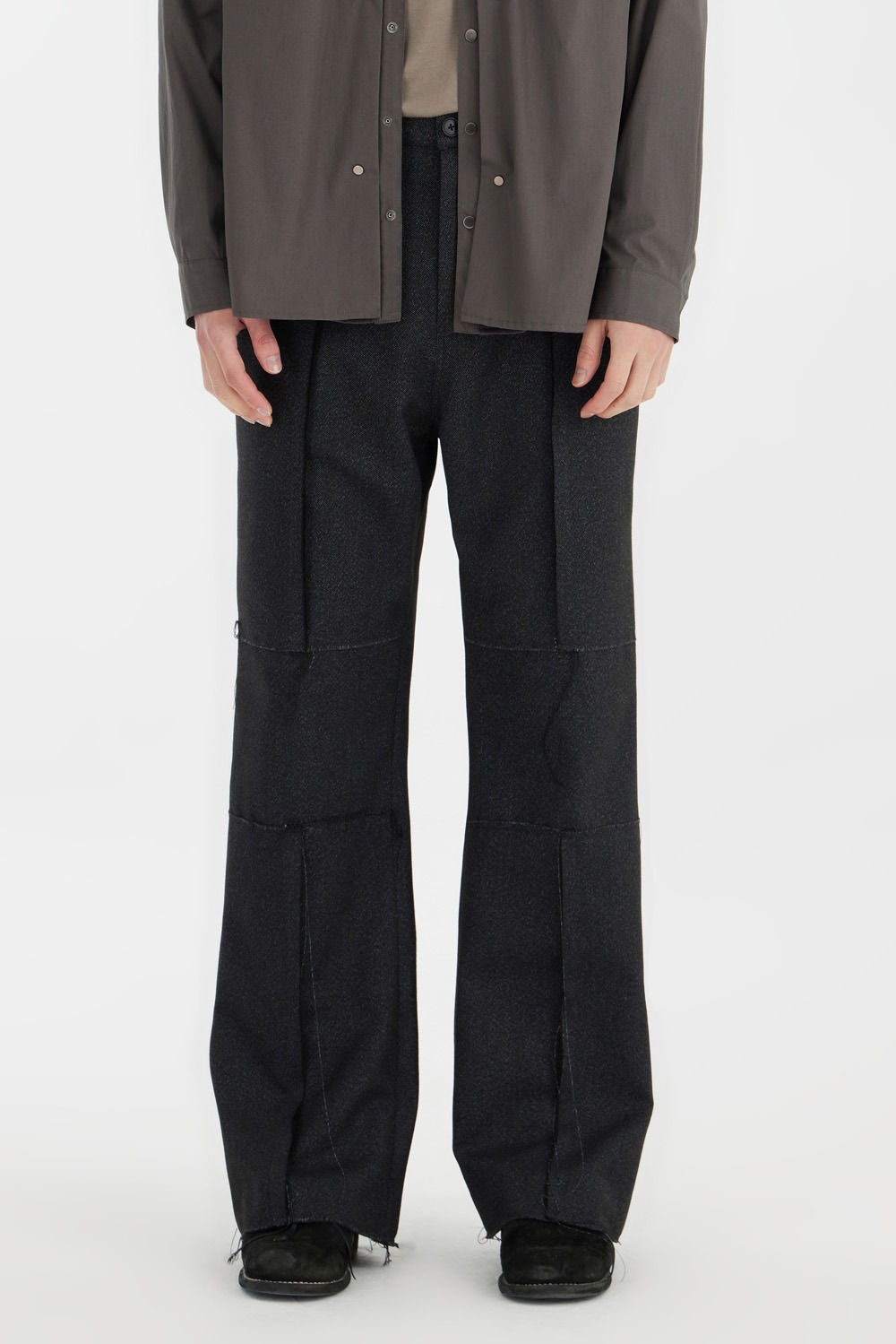 Cut-Off Flared Pants - Charcoal Grey