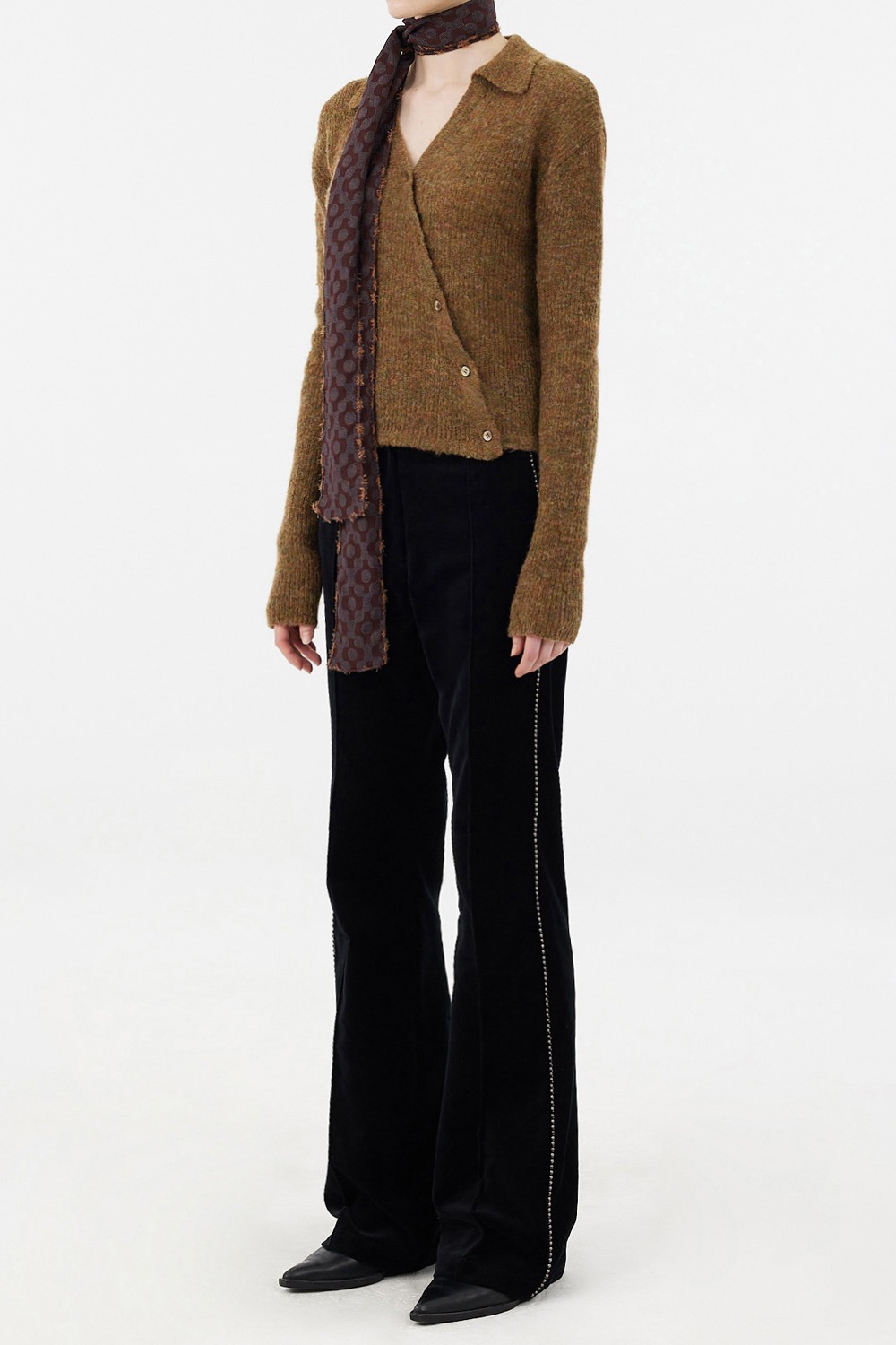 Asymmetric Knit Shirt - Melange Khaki