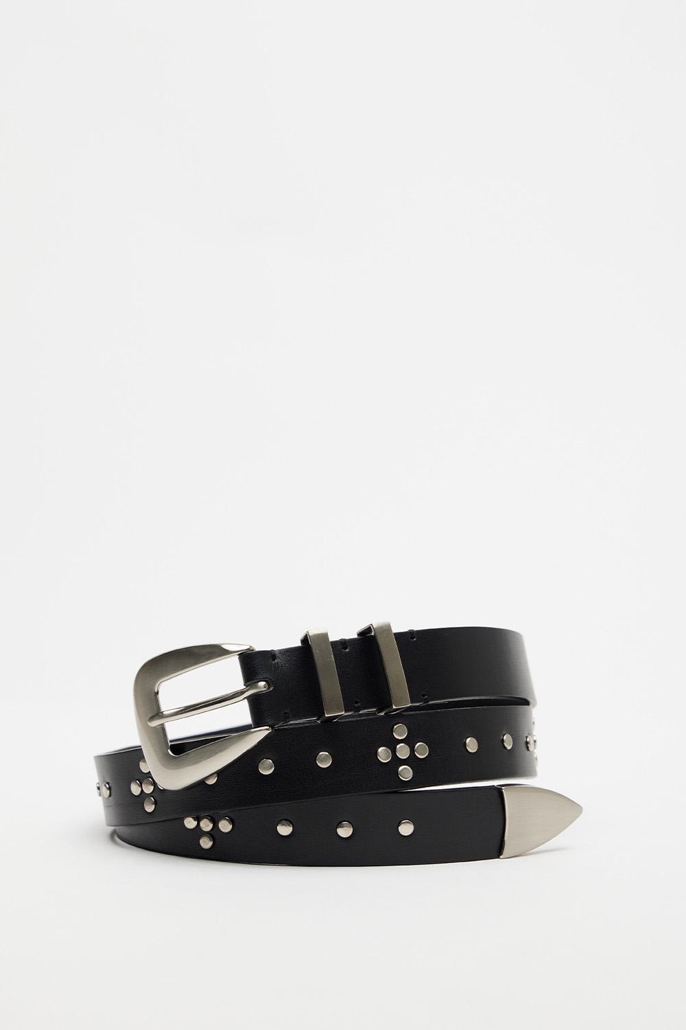 Stud Western Leather Belt (M) - Black