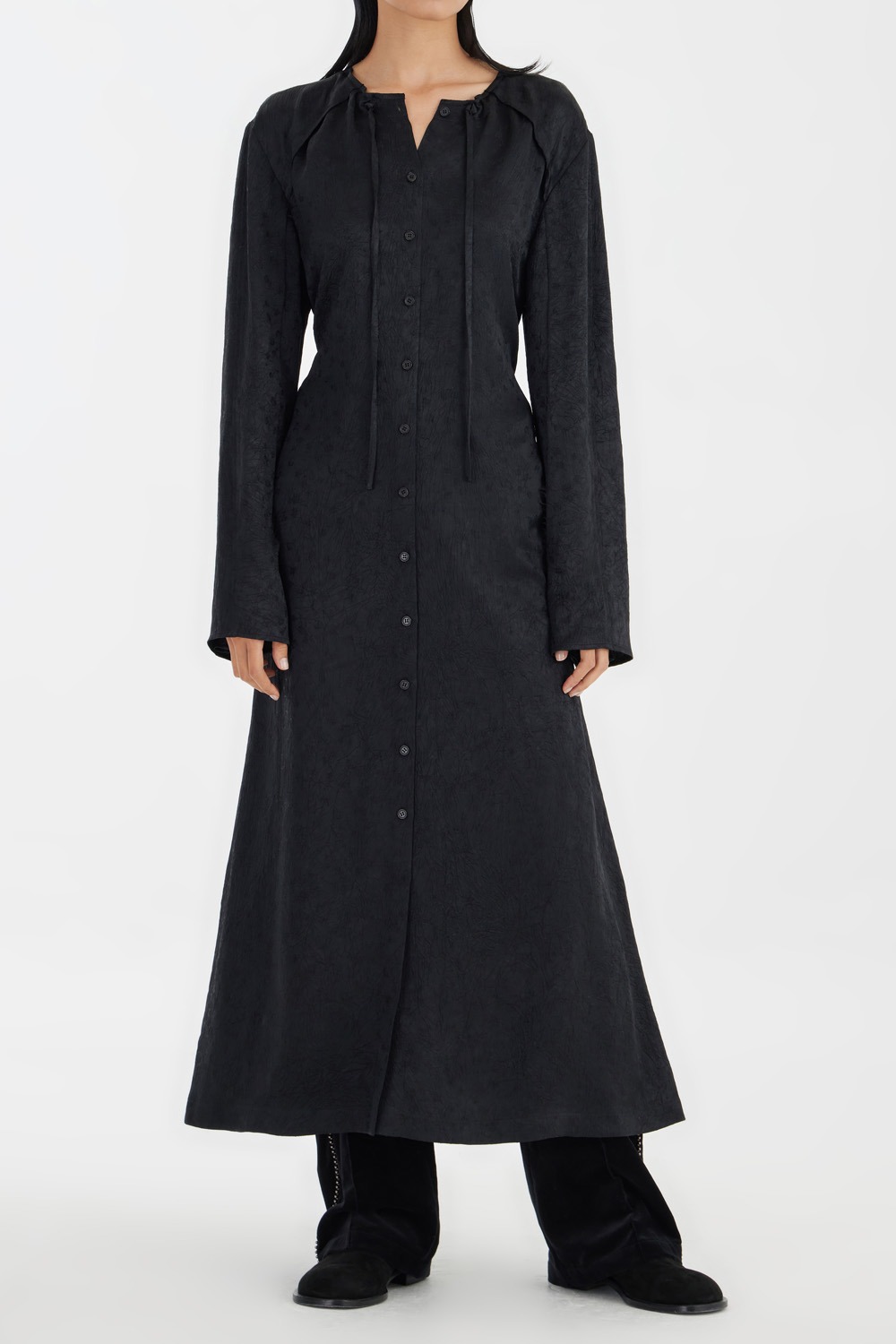 Buttoned Maxi Dress - Black