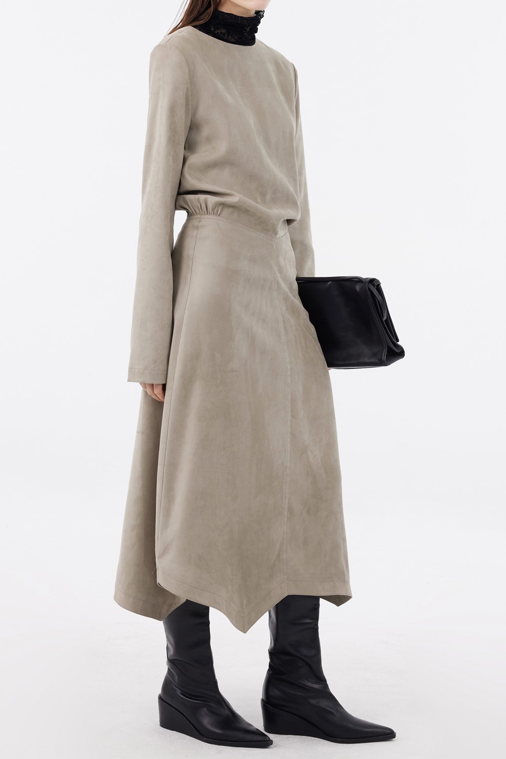 Asymmetric Maxi Dress - Grey Beige