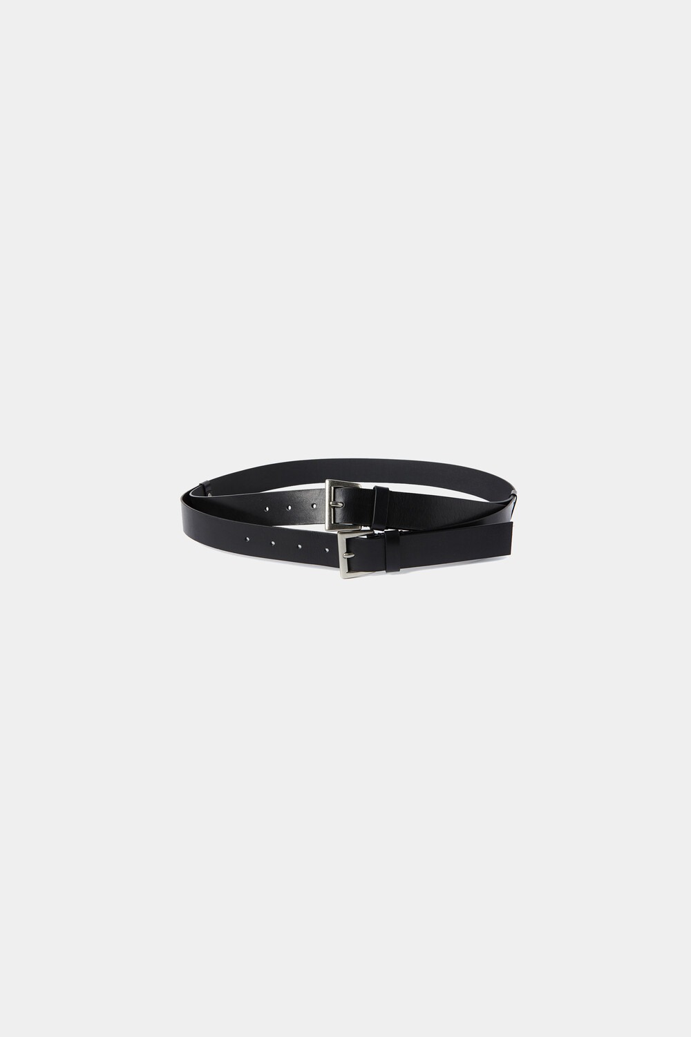 Double Waist Leather Belt - Black