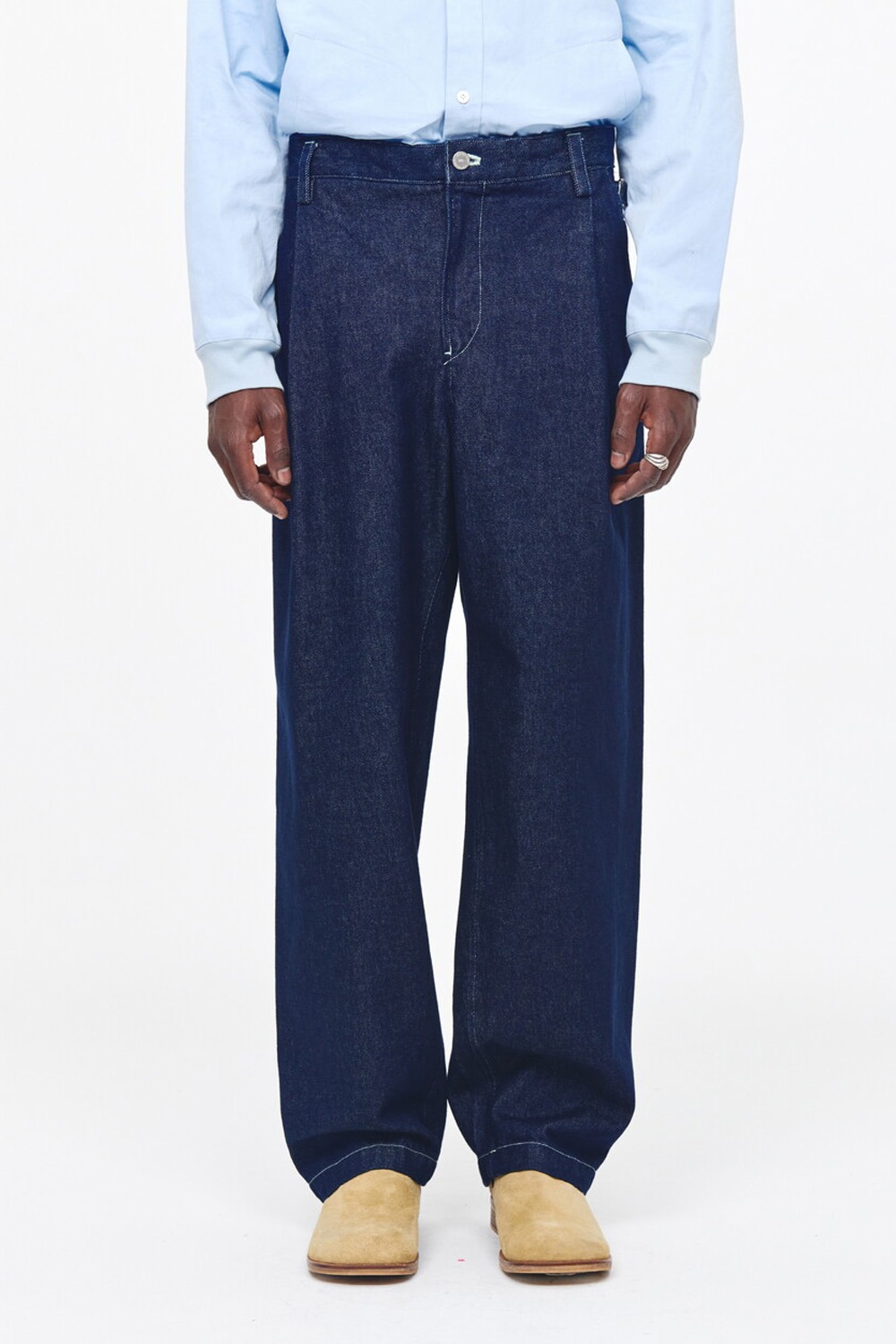 Tapered One-Tuck Denim Jeans - Indigo