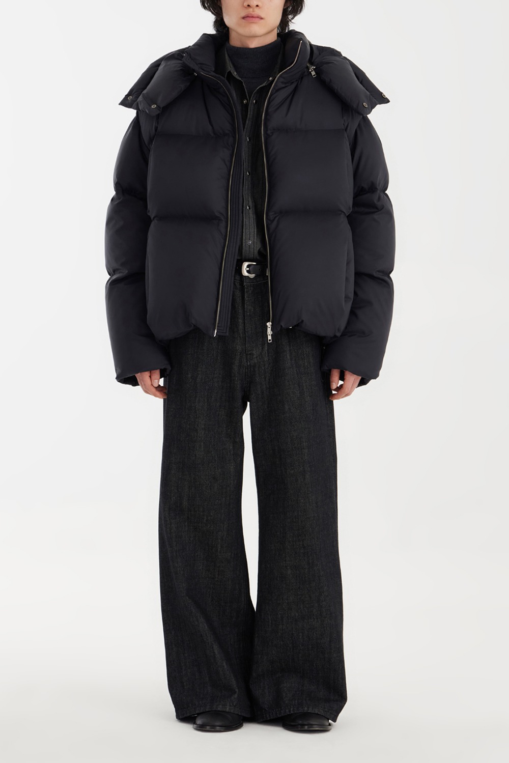 Cropped Puffer Down Jacket - Black