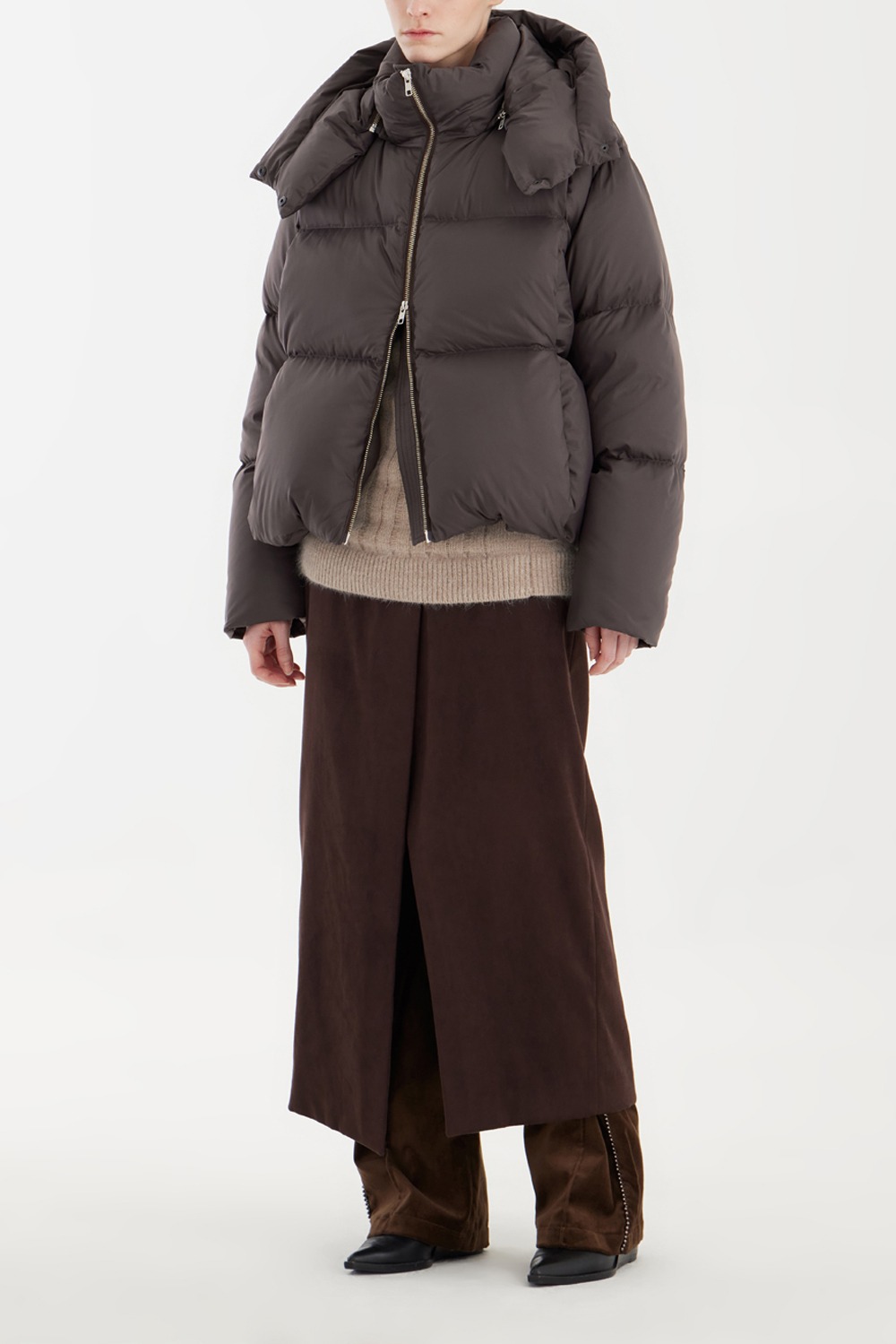 Oversized Puffer Down Jacket - Brown