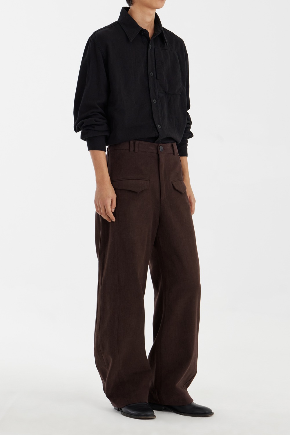 Curved Trousers - Brown