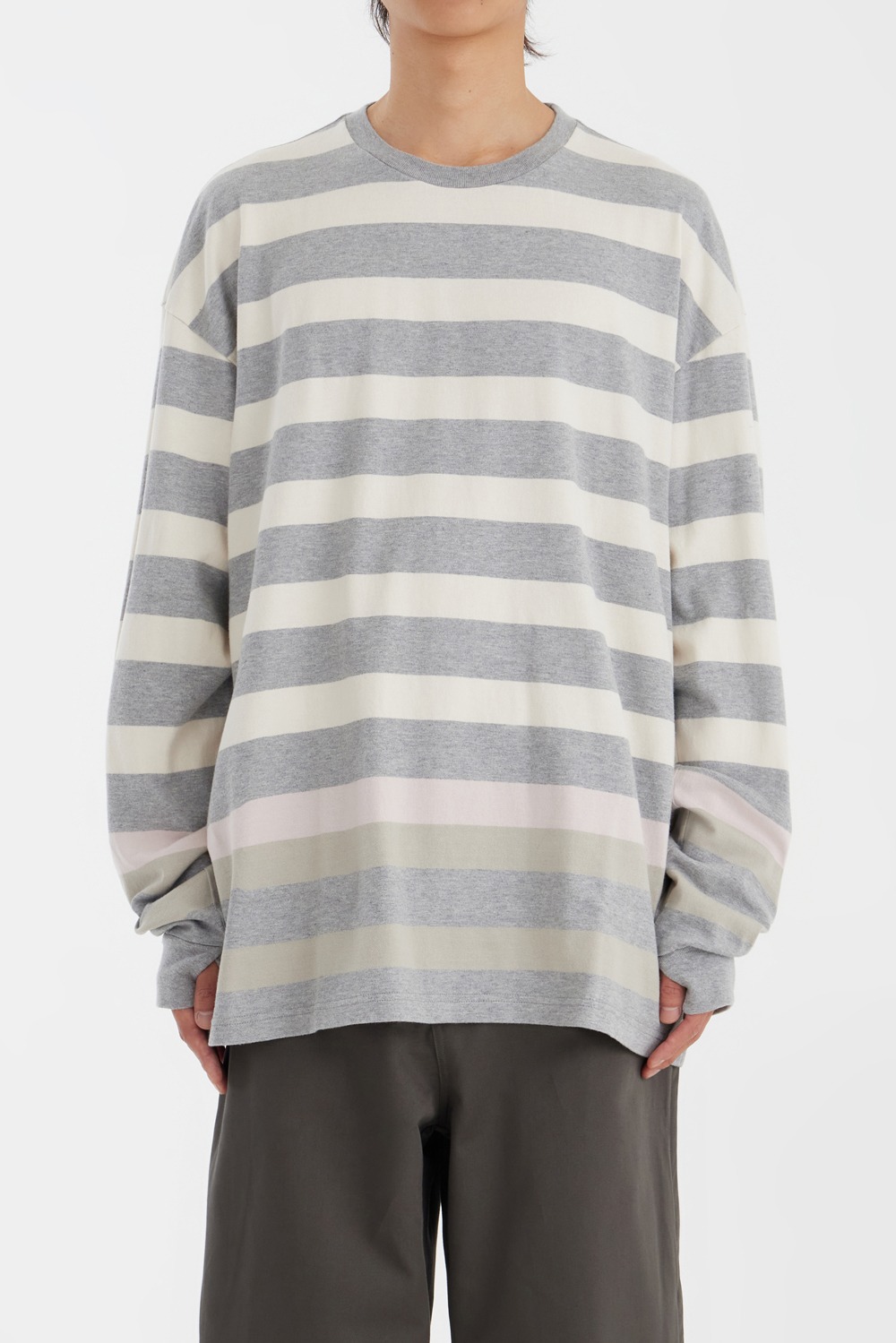 US2391 T-Shirt Long Sleeve - Gray/Pink