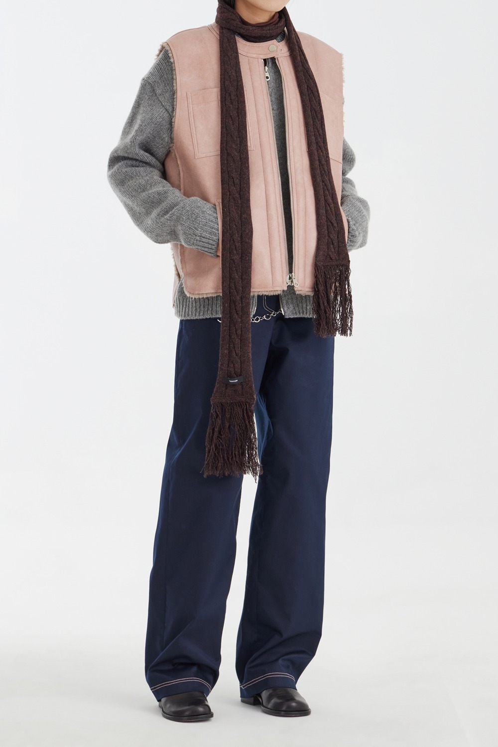 Shearling Leather Vest - Pink