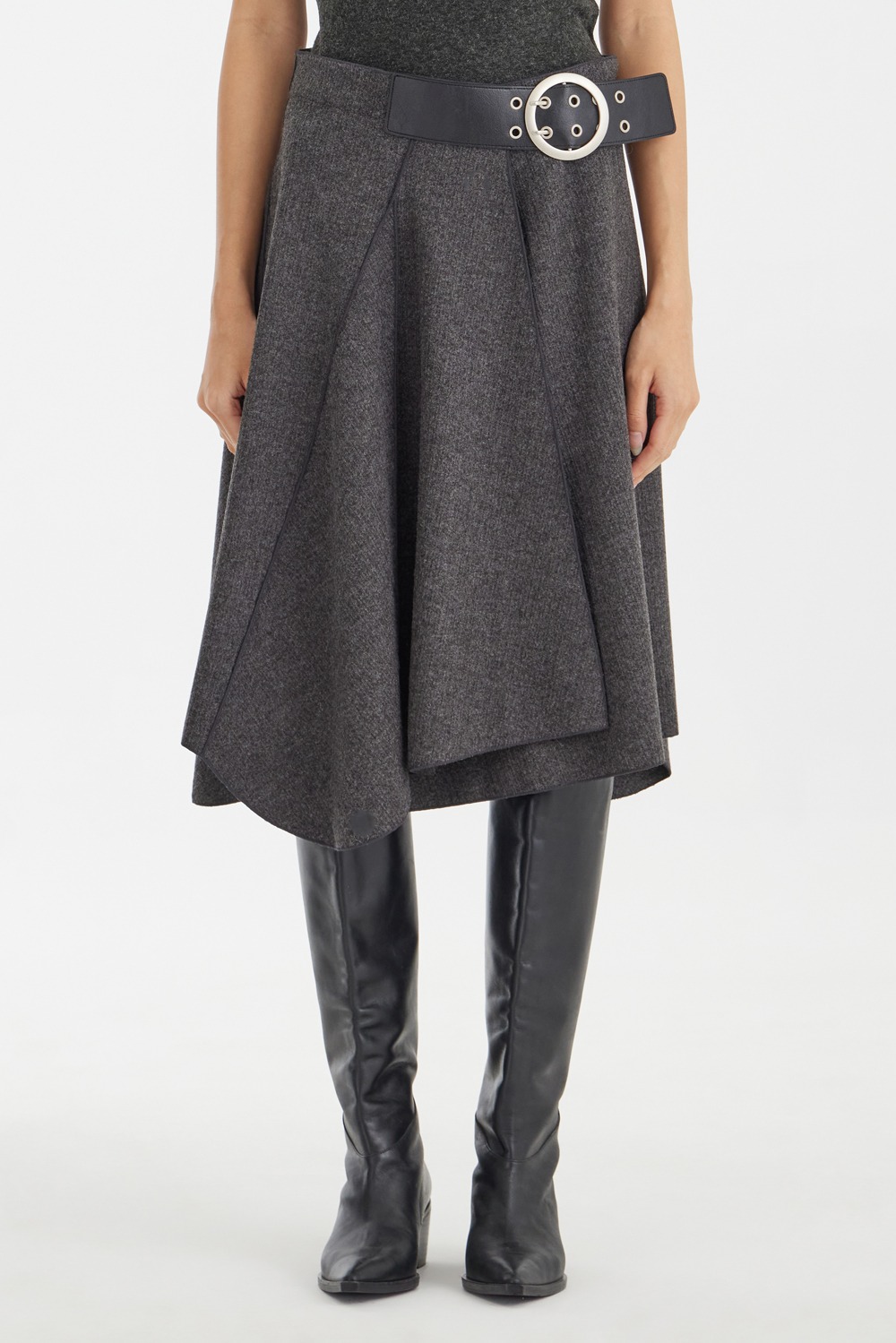 Belt Wrapped Skirt - Charcoal