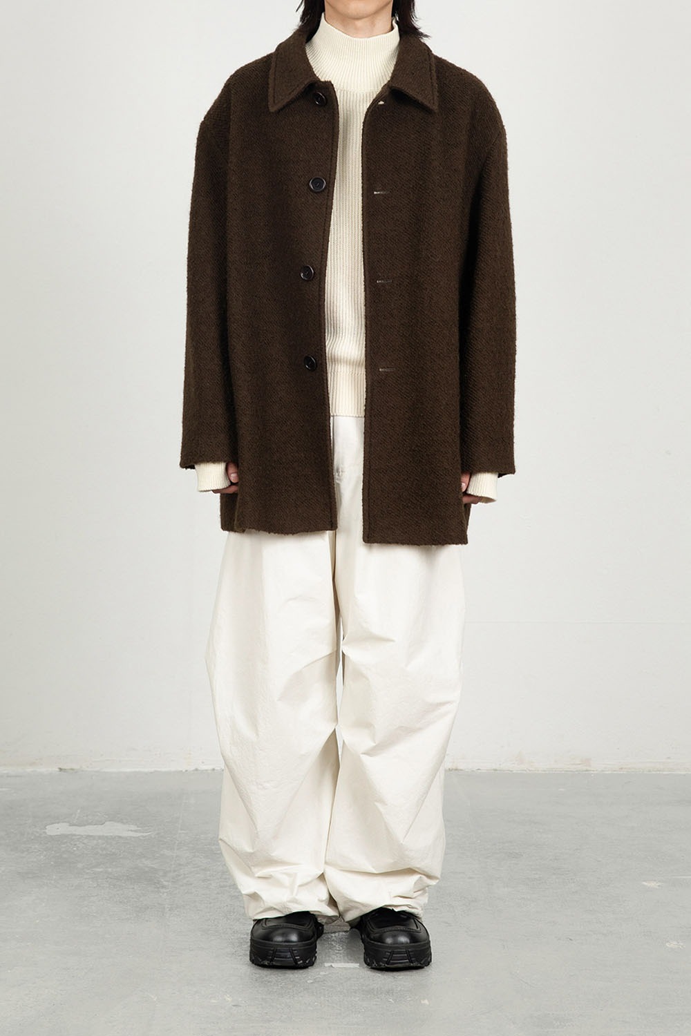 Wool Half Single Coat - Brown