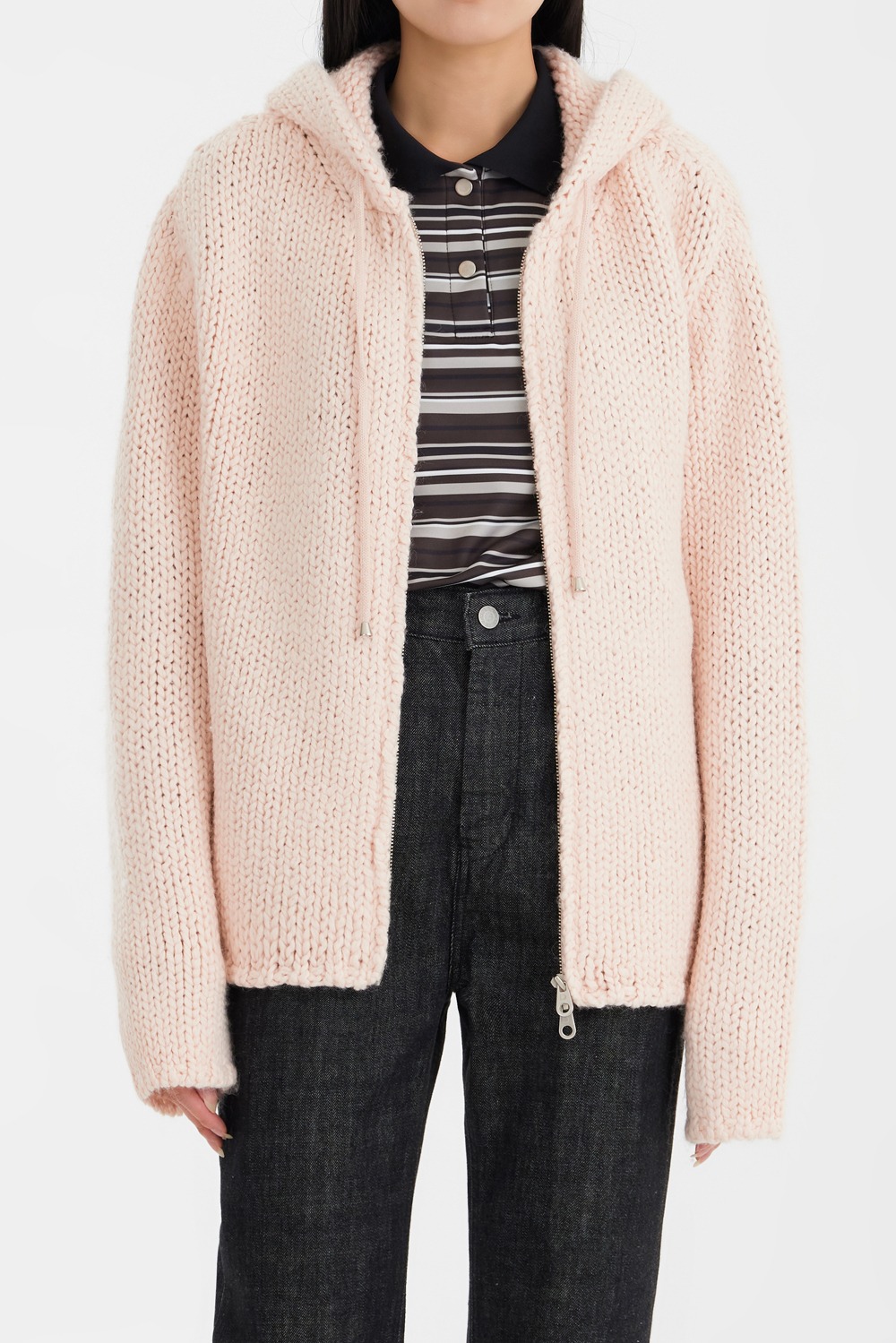 Alpaca Chunky Knitted Jacket - Pink