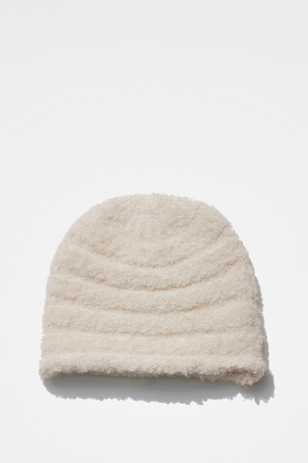 Boucle Rolled Beanie - Ivory