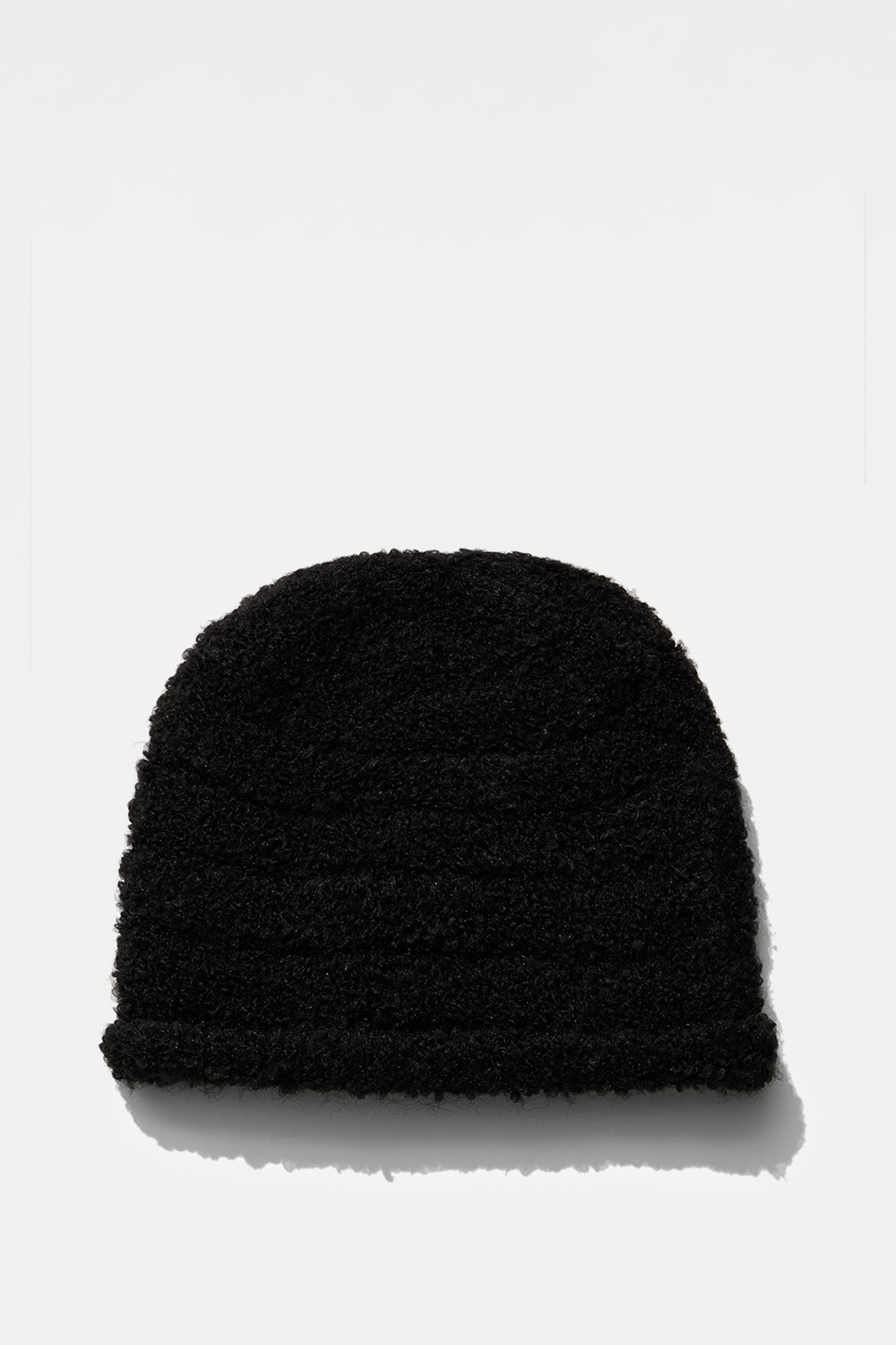Boucle Rolled Beanie - Black