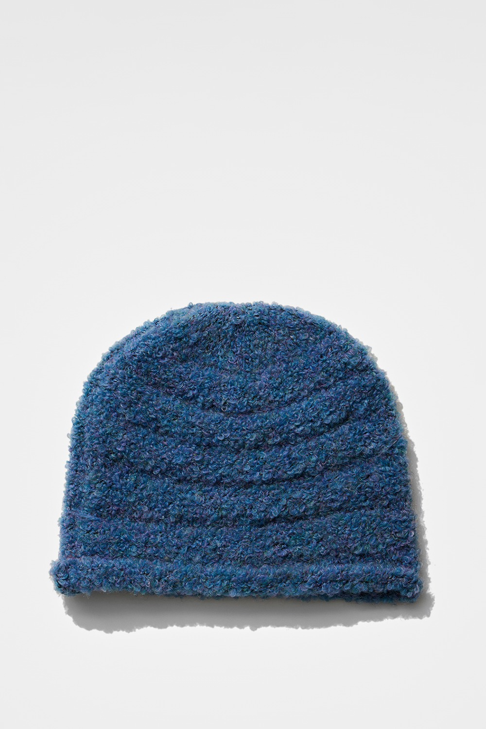 Boucle Rolled Beanie - Blue