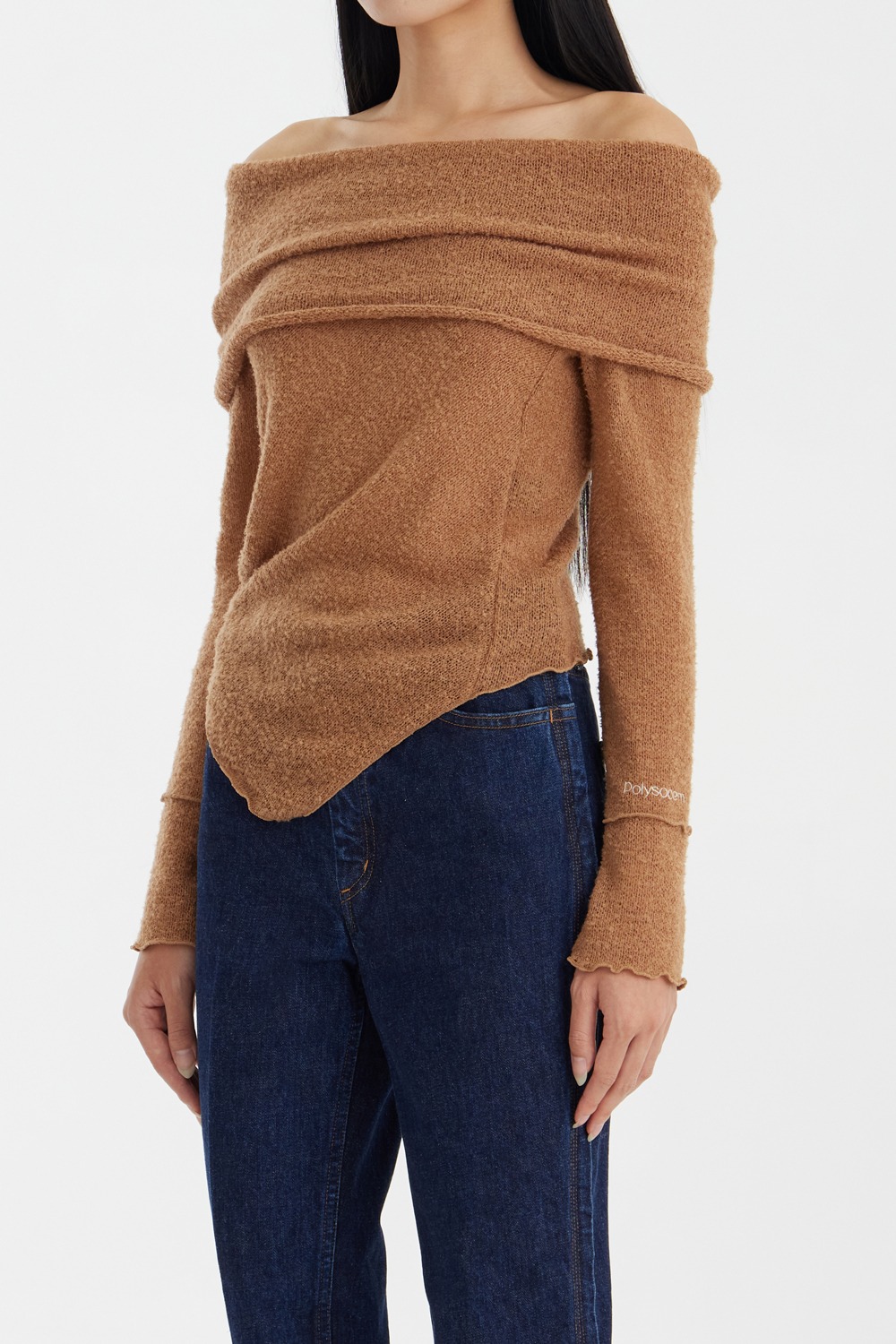 Wool Off-Shoulder Sweater - Camel