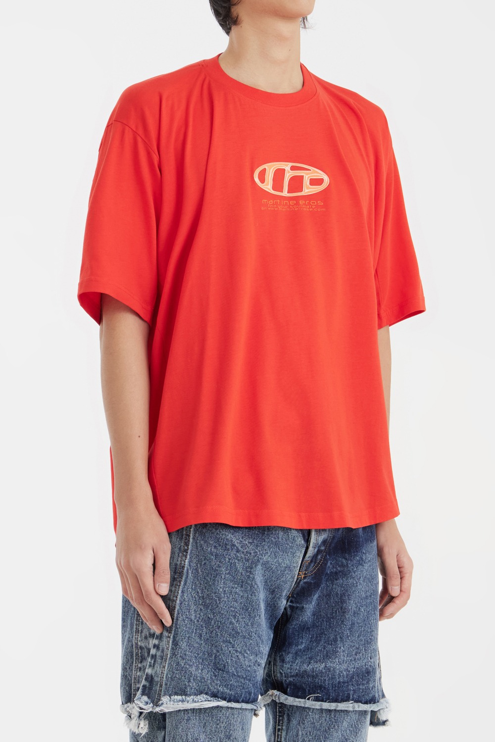 Pulled Neck T-Shirt - Red