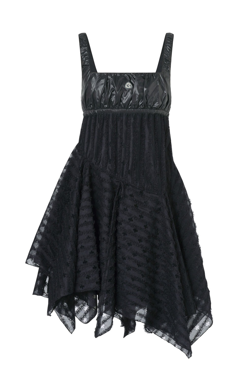 Square Neck Lace Dress-Black