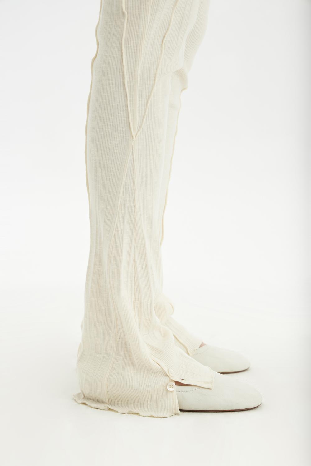 Side-Slit Leggings Pants - Ivory