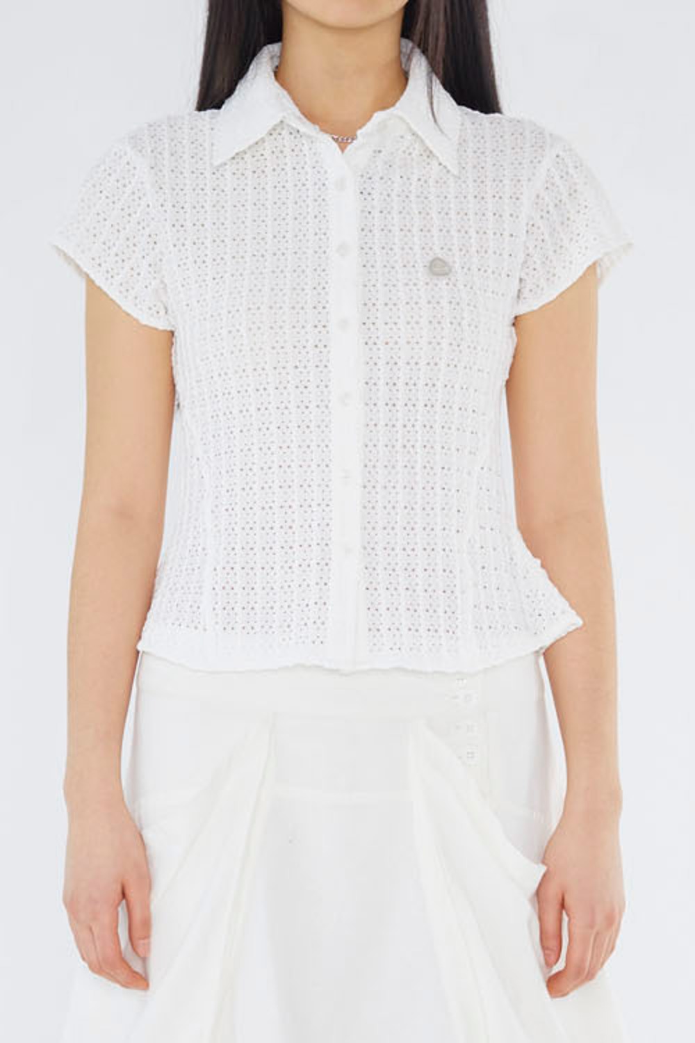 Lace Half Shirts-White
