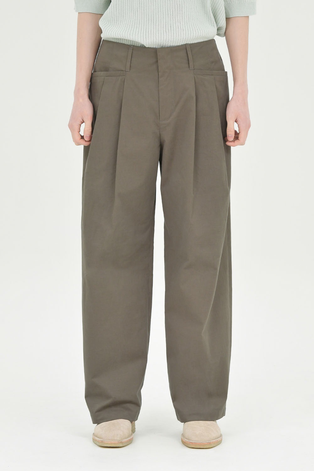 Structured Wide Pants-Brown