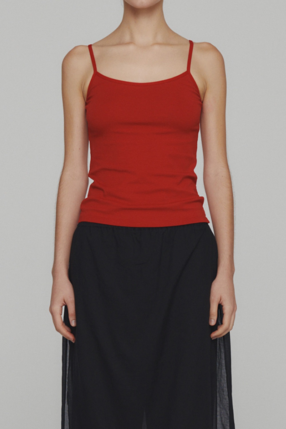 Ribbed Sleeveless Top-Red