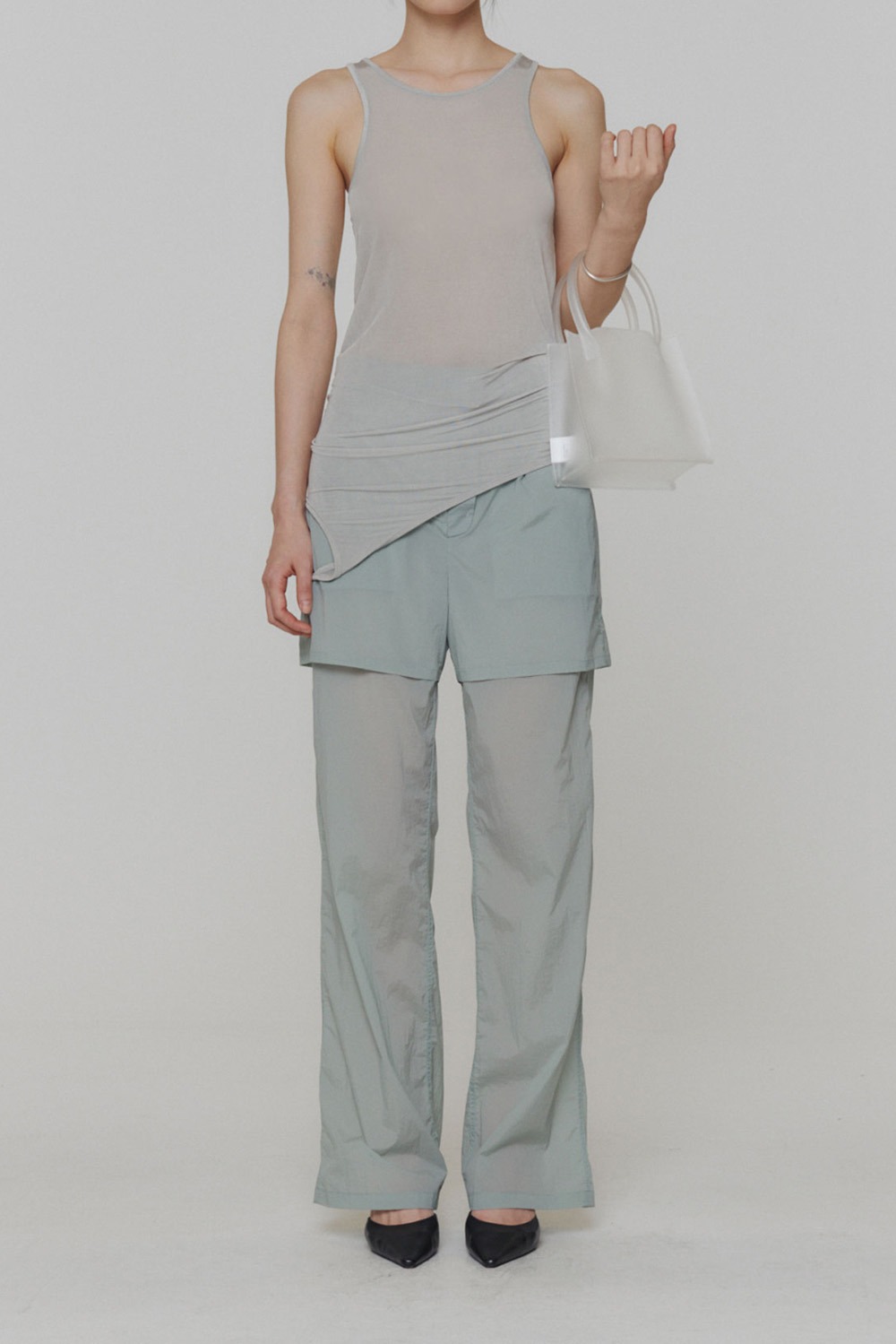Reversible Sheer Straight Fit Pants-Mint