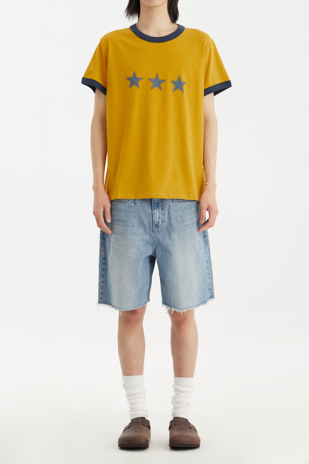 Star Ringer T-shirt-Mustard