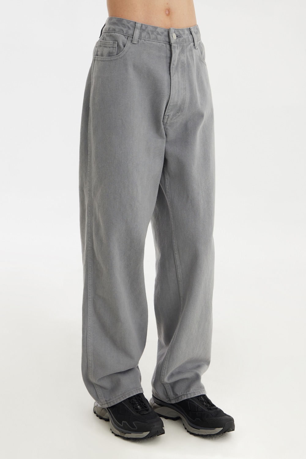 Wide Dyeing Denim Pants-Mid Grey
