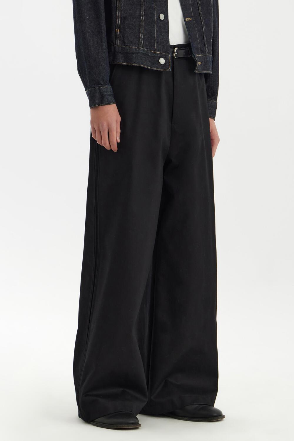 Double Trimming Wide Pants - Black