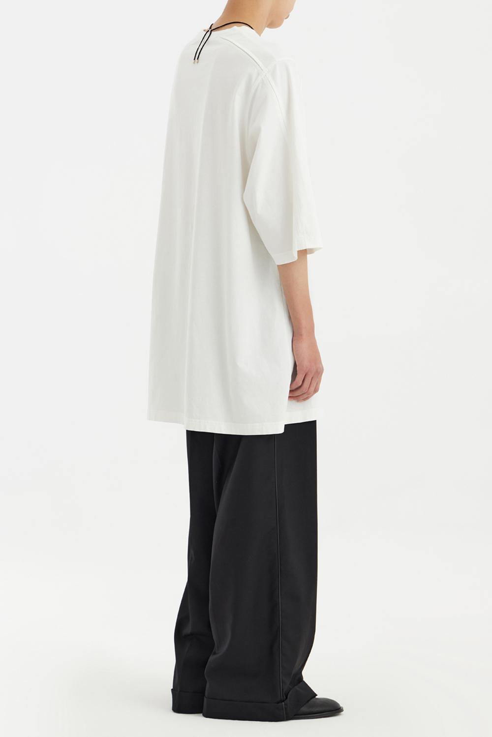 Inverted Pleat H/S T-Shirt - White