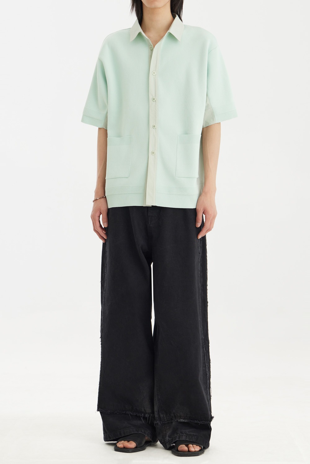 Short Sleeve Knit Shirt-Light Mint