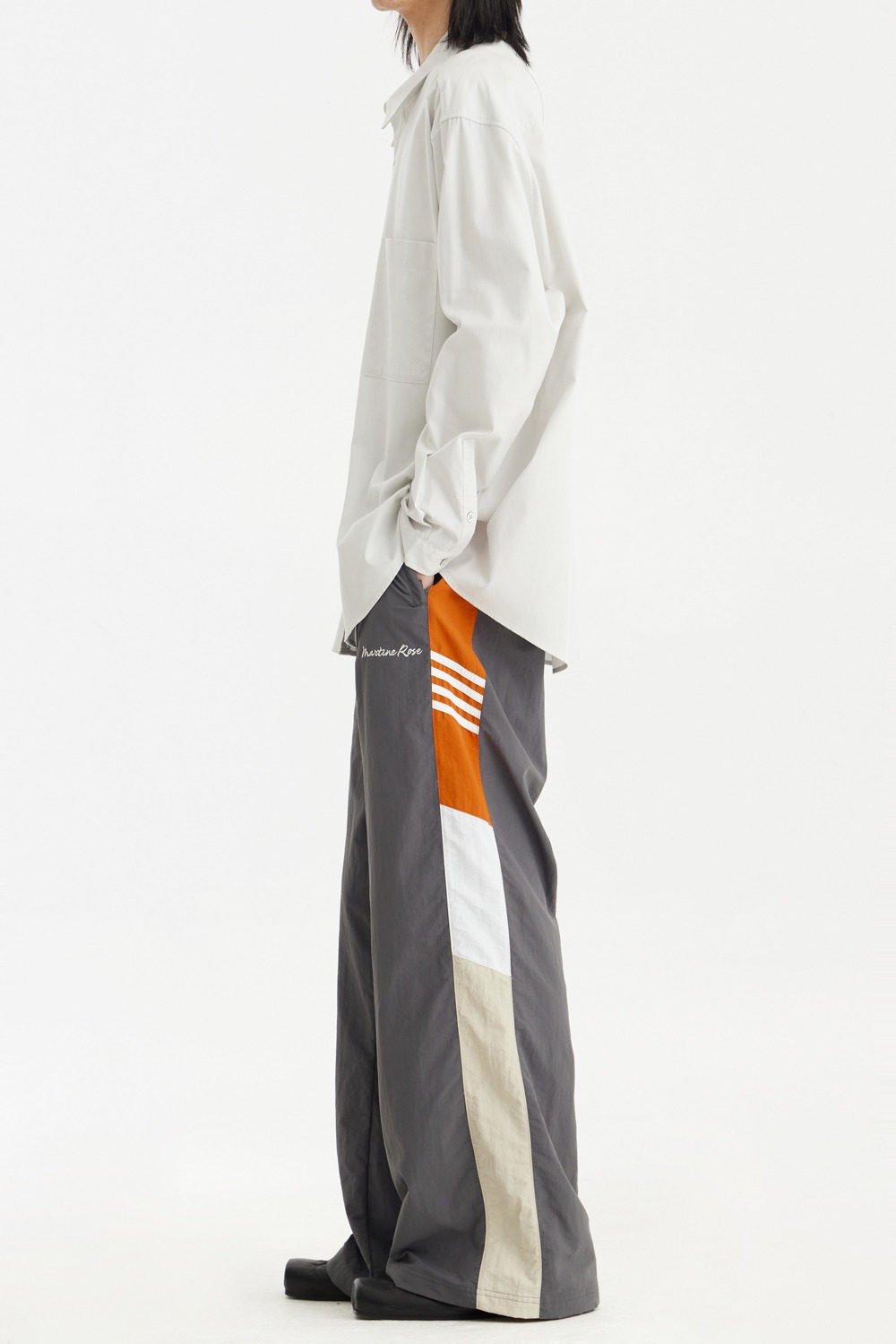 Wide Leg Trackpant-Grey / Orange / Beige