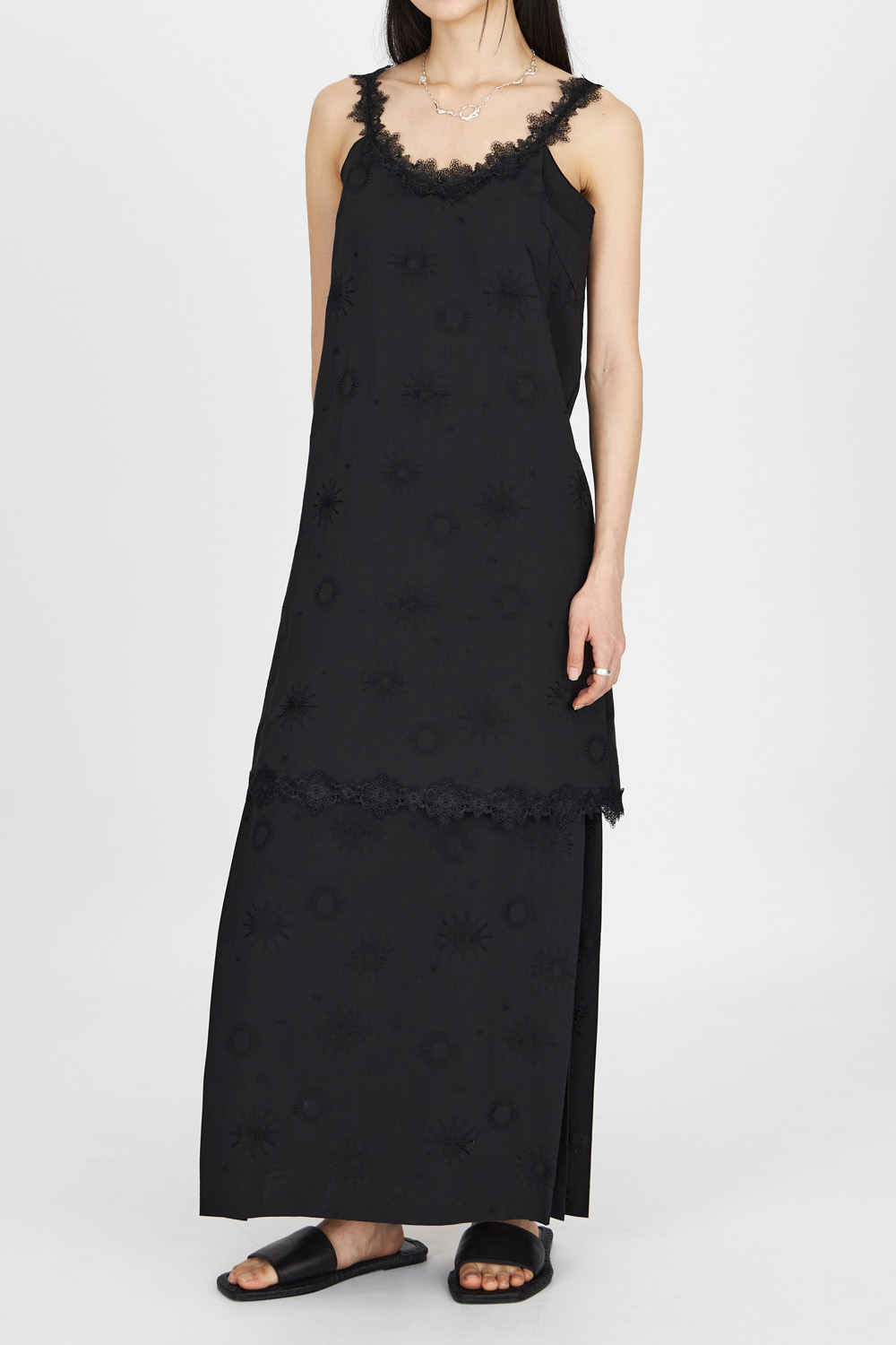 Lace-Trimmed Slip Dress_Black